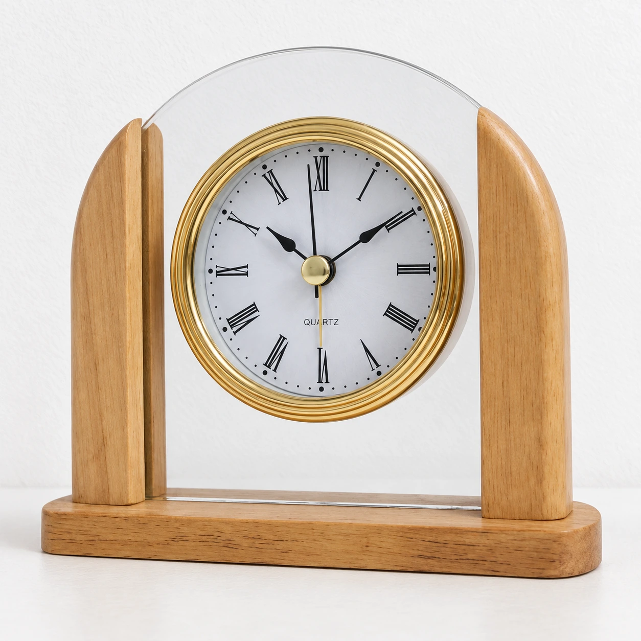 Glass and Wooden Table Clock - G101B