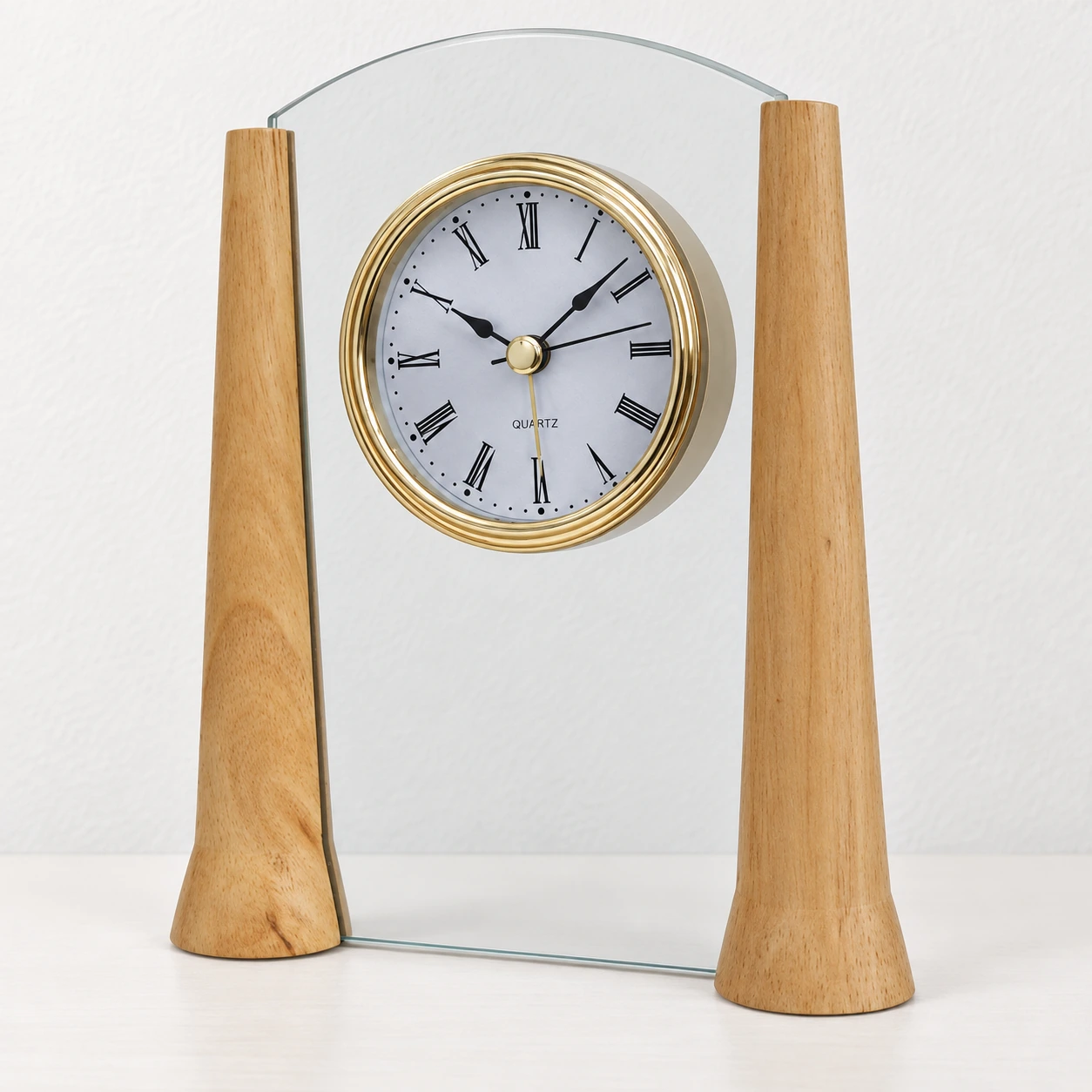 Glass and Wooden Table Clock - G103B