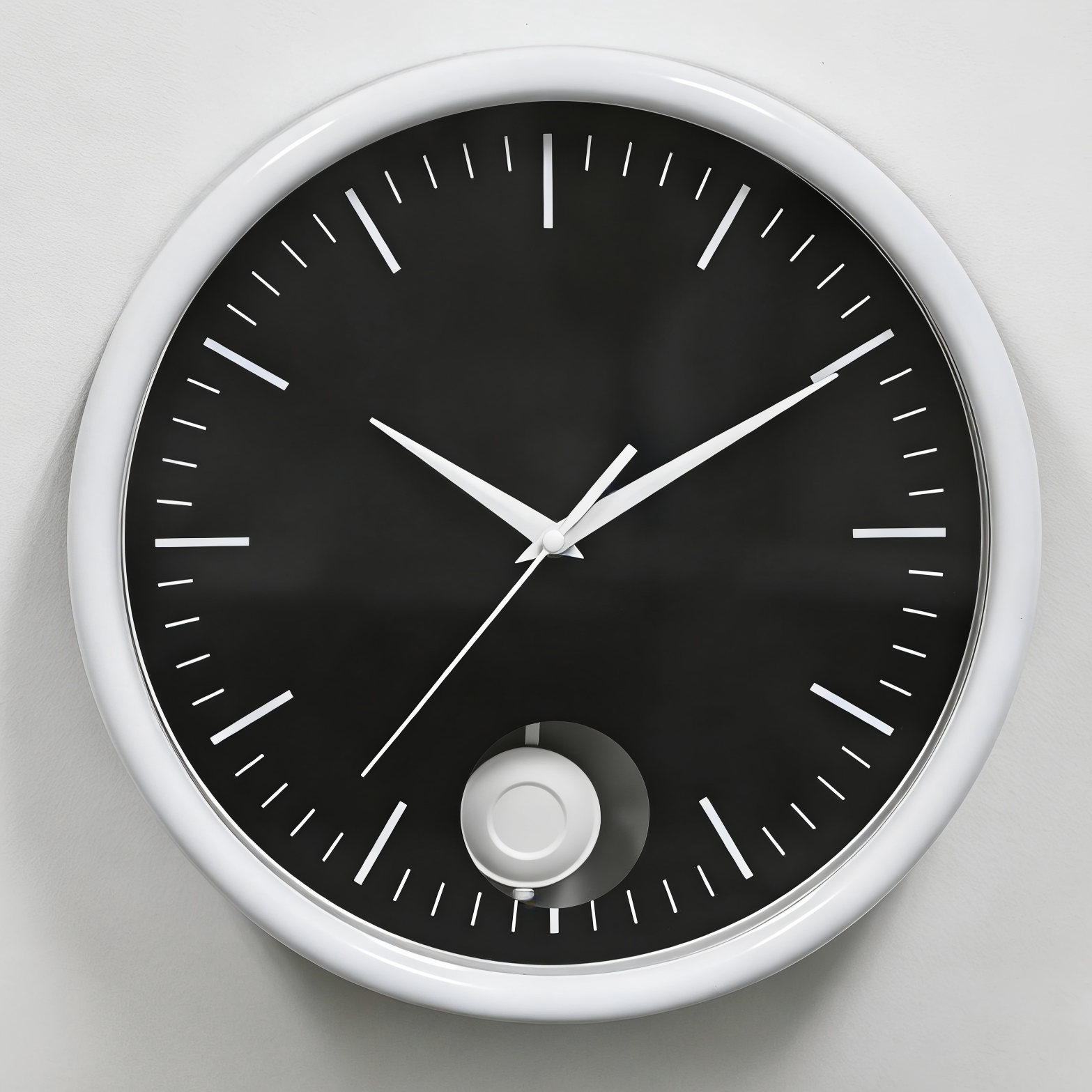 Plastic Wall Clock - 297TP White/Black