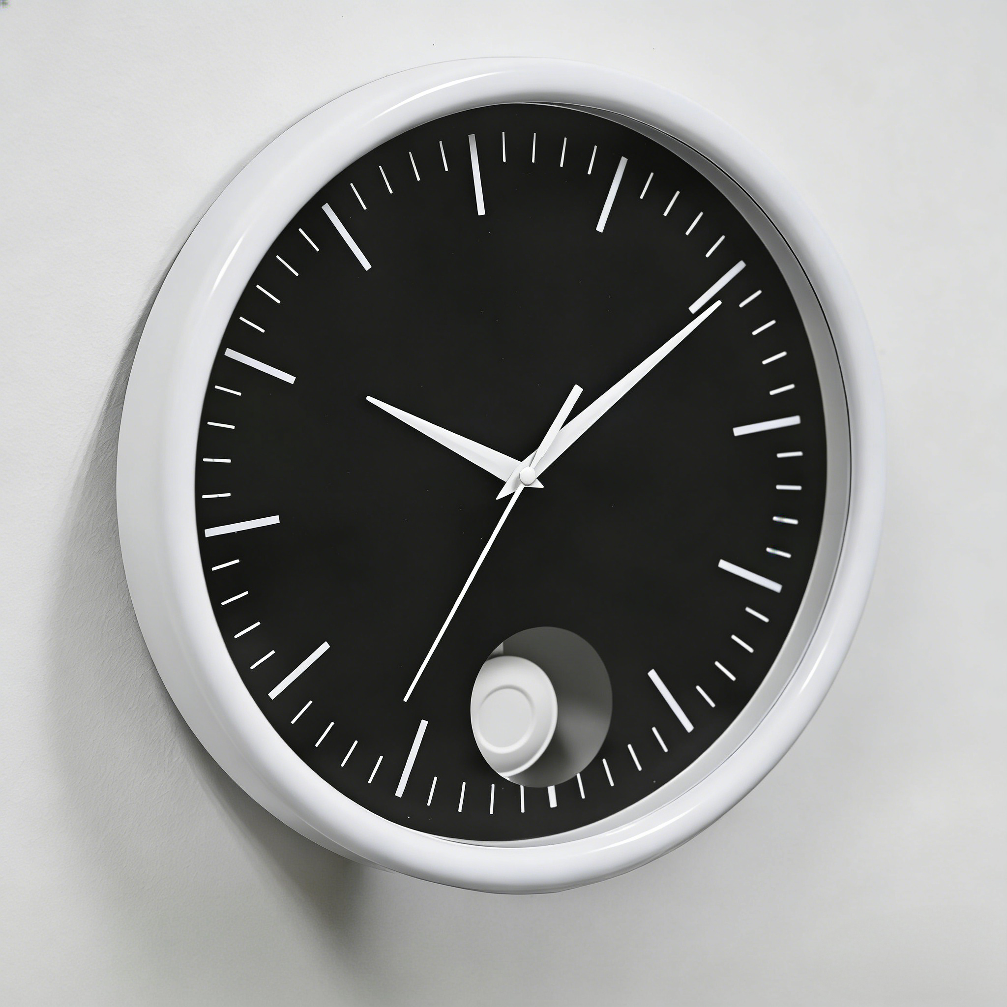 Plastic Wall Clock - 297TP White/Black image 2